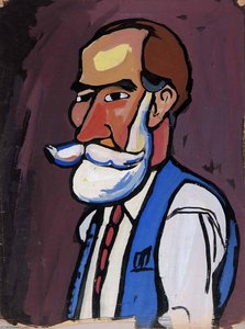 Bearded Man With Blue Vest — William H. Johnson