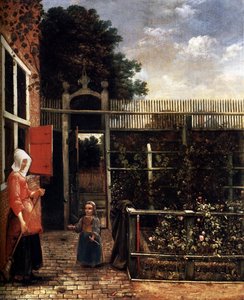 Woman With A Child Blowing Bubbles In A Garden — Hendrick Van Der Burch, Baroque