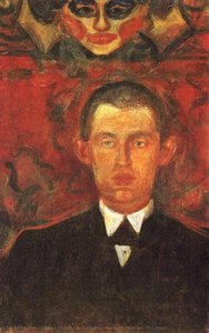 Self-portrait Beneath Woman's Mask — Edvard Munch