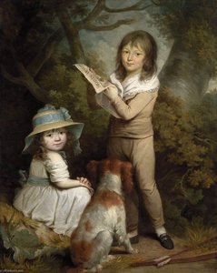 Two Children With A Spaniel — Sir William Beechey