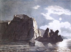 Cliffs And Moon At Night — Karl Pavlovich Bryullov