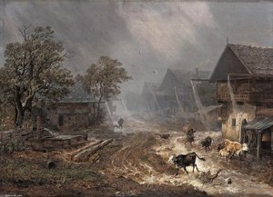 Rain Shower In Patenkirchen — Heinrich Bürkel