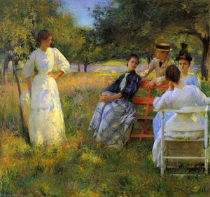 In The Orchard — Edmund Charles Tarbell, Impressionism