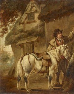Man With A Pony Outside A Cottage — George Morland