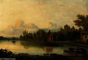 Boats On A Tranquil River — Ramsay Richard Reinagle, Romanticism
