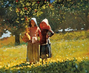 Apple Picking (aka Two Girls In Sunbonnets Or In The Orchard) — Winslow Homer, Realism