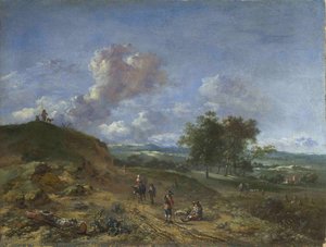 A Landscape With A High Dune And Peasants On A Road — Jan Jansz Wijnants