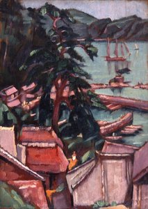 Fishing Port（with Pine Trees）