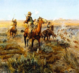Smoking Cattle Out Of The Breaks — Charles Marion Russell, American Regionalism