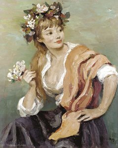 Woman With Flowers — Marcel Dyf