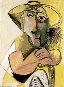 Seated Man With Staff — Pablo Picasso, Cubism