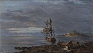 Greek Frigate At Anchor — Konstantinos Volanakis