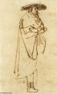 Man With Wide-brimmed Hat — Rembrandt Van Rijn, Baroque
