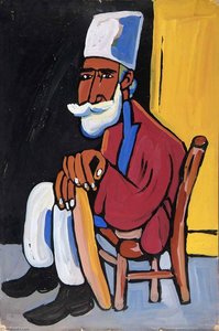 Bearded Man In Tan Chair — William H. Johnson