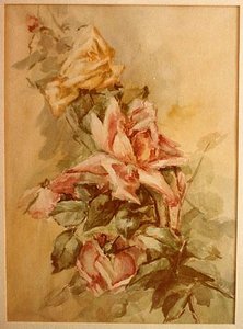 Roses, (painting) — Lora Normington Lapham, Impressionism