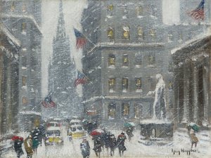 Wall Street With A View Of Trinity Church And The Sub Treasury Building — Guy Carleton Wiggins