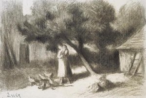 Farmer Feeding His Chickens — Maximilien Luce