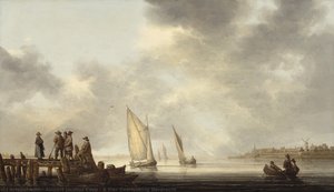A Pier Overlooking Dordrecht — Aelbert Jacobsz Cuyp