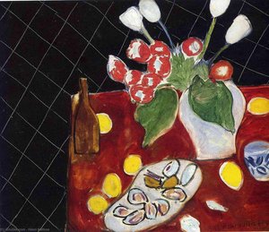 Tulips And Oysters On A Black Background — Henri Matisse