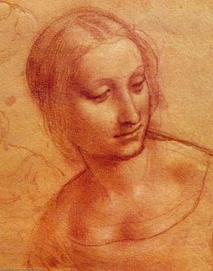 Head Of A Woman, Drawing, Musée Bonnat, Bayonne — Leonardo Da Vinci, Renaissance