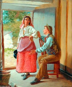 The Dairymaid's Dilemma — William Henry Midwood, Victorian Genre Painting