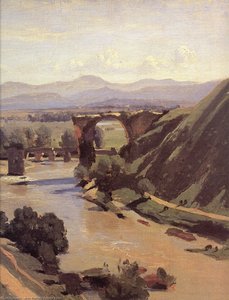 The Augustan Bridge At Narni (detail) — Jean-baptiste-camille Corot, Romantic Landscape Painting