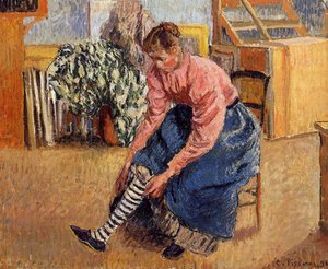 Woman Putting On Her Stockings — Camille Pissarro