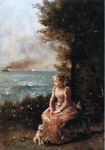 A Young Girl Seated By A Tree — Alfred Stevens