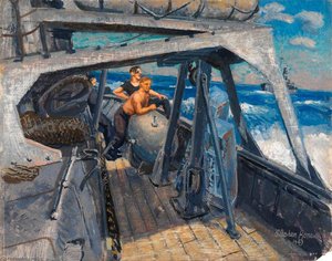 On Board A Minesweeper Engine Room Men Take A Breath Of Fresh Air — Stephen Bone