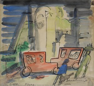 Capri Piazza, Sketch For 'italian Holiday' — Ludwig Bemelmans, Primitivism