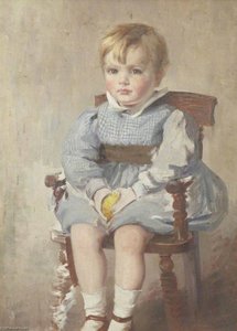 Portrait Of A Child Seated On A Wooden Chair — Beryl Fowler