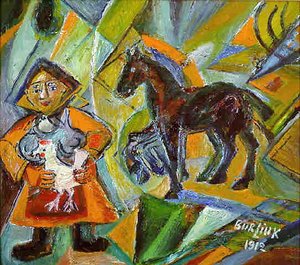 Woman With Four Eyes And Hen — David Davidovich Burliuk