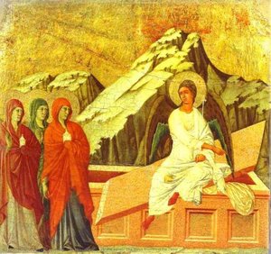Maestó (back, Central Panel), The Three Women At The Tomb — Duccio Di Buoninsegna, Gothic Art