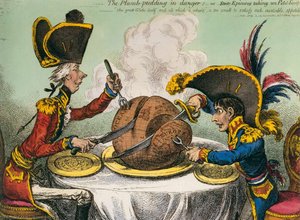 The Plum-pudding In Danger — James Gillray