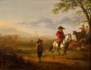 Landscape With Rider, Shepherds And Livestock — Aelbert Jacobsz Cuyp