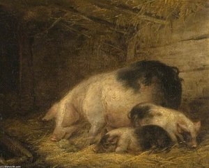 Sow And Piglets In A Sty — George Morland