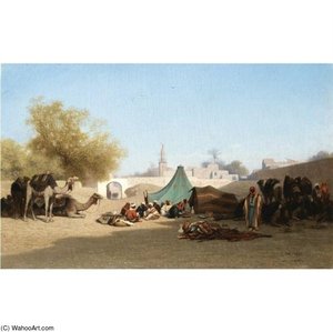 Campement Bedouin Au Caire — Charles Théodore Frère Dit Frère Bey