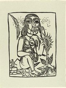 Seated Nude Girl With Sunflower (weiblicher Akt Mit Sonnenblume) — Heinrich Campendonk
