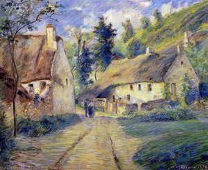 Cottages At Auvers, Near Pontoise — Camille Pissarro, Impressionist Landscape