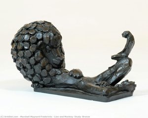 Lion And Monkey, Study, Bronze — Marshall Maynard Fredericks