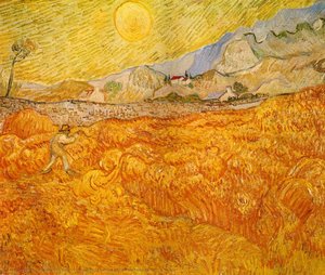 Wheat Field Behind Saint-paul Hospital With A Reaper — Vincent Willem Van Gogh, Post-impressionism
