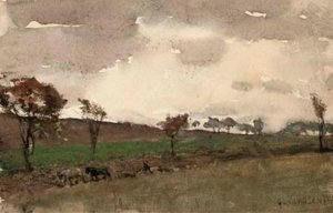 Ploughing The Field At Twilight — Sir George Clausen