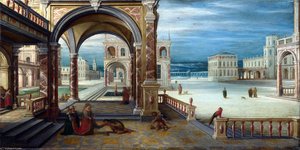 Courtyard Of A Renaissance Palace — Hendrick Van Steenwijck The Younger