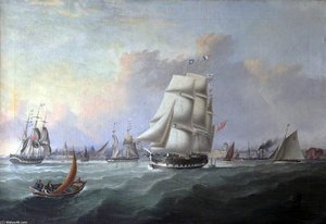 The Port Of Liverpool - In The Foreground The Ship 'john Campbell', Owner Isaac Bold — Joseph Heard