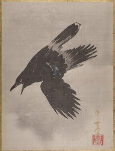 雪中鴉図 Crow Flying In The Snow — Kawanabe Kyōsai