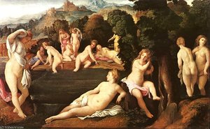 Diana And Callisto, Oil On Canvas, Art H — Palma Il Vecchio