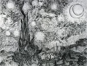 Starry Night (drawing) — Vincent Willem Van Gogh, Post-impressionism