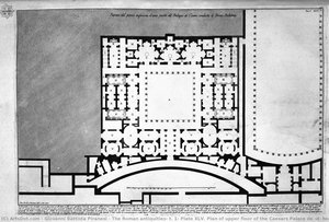 The Roman Antiquities, T. 1, Plate Xlv. Plan Of Upper Floor Of The Caesars Palace De `d` Home `s Believed Augustus (drawing And Inc. By Francesco Piranesi) — Giovanni Battista Piranesi, Neoclassicism
