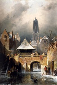 The Frozen River — Charles Henri Joseph Leickert