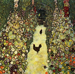 Garden With Roosters — Gustav Klimt, Art Nouveau